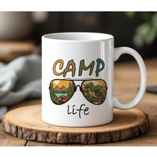 BB Design Camp Life Tasarımlı Beyaz Seramik Baskılı Kupa Bardak 330 ml