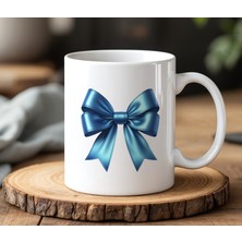 BB Design Mavi Kurdela Tasarımlı Beyaz Seramik Baskılı Kupa Bardak 330 ml