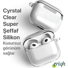 Eriqh Apple Airpods 4.nesil Uyumlu Darbelere, Çizilmeye Dayanıklı Askı Aparatlı Silikon şeffaf kılıf