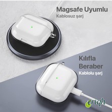 Eriqh Apple Airpods 4.nesil Uyumlu Darbelere, Çizilmeye Dayanıklı Askı Aparatlı Silikon şeffaf kılıf