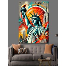 Özgürlük Anıtı ve Soyut Hareket Dekoratif Kanvas - Mdf Ahşap Tablo