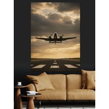 Uçak ve Pist Dekoratif Kanvas - Mdf Ahşap Tablo