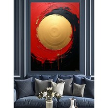 Altın Yuvarlak Sanatı Dekoratif Kanvas - Mdf Ahşap Tablo