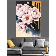 Beyaz Şakayık Çiçekleri Dekoratif Kanvas - Mdf Ahşap Tablo