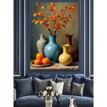 Sonbahar Vazoları Dekoratif Kanvas - Mdf Ahşap Tablo
