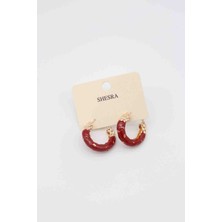 Glare Jewellery Shesra Bordo Renk Çelik Küpe