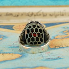 Zirkon Kırmızı El Işi Yakut Taşlı 925 Ayar Gümüş Erkek Yüzük