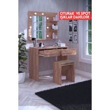 DF02104AC Tabureli Çekmeceli Işıklı Aynalı Makyaj Masası