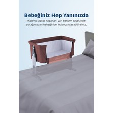 Baby Storch - Sallanabilir Anne Yanı Portatif Beşik - Yükseklik Ayarlı, Cibinlikli, ve Tekerlekli - Kahverengi
