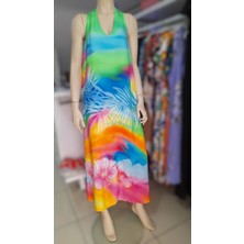 Pamuklu Dijital Baskılı Yarım Astarlı Şık Elbise