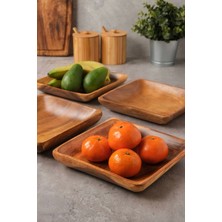 Bella - Akasya 4 Lü Kare Servis, Kahvaltı, Pasta, Sunum Tabak Seti