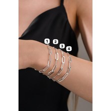 Gümüş Ataç Sade Zincir Hallow Taşsız Bileklik