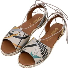 Kadın Vegan Deri Çok Renkli Bağcıklı Sandalet - Listen To The Grass Grow Tasarım