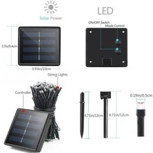 12 Metre 100 LED Solar Lamba Güneş Enerjili Sarı Işık Top Zincir Bahçe Aydınlatma Parti Süs Lambası