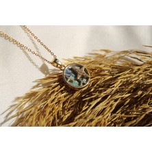 Çelik Doğal Taşlı Vintage Kolye