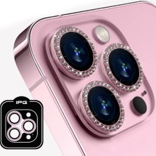 IPG Apple iPhone 14 Pro / Pro Max Için Ipg Prolens Kamera Lens Koruyucu Elmas Taş Çerçeveli, Kırılmaz Cam
