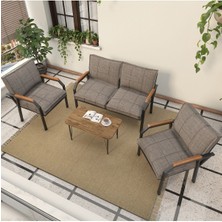 Mygusi Hayal Serisi Balkon, Bahçe, Cafe - Metal Kanepe Koltuk Takımı - 2+1+1 Sehpalı - Cappucino