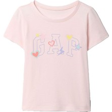 Gap Logo Grafikli T-Shirt Pembe Kız Çocuk 1 - 2 Yaş Nefes Alabilir Kumaş ile Rahat Kesim