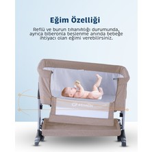 Baby Storch - Sallanabilir Anne Yanı Portatif Beşik - Yükseklik Ayarlı, Cibinlikli, ve Tekerlekli - Bej