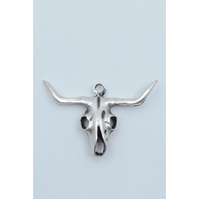 Boğa - Kuru Kafa Gümüş Kaplama Kolye Ucu