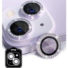 IPG Apple iPhone 15 / 15 Plus Için Ipg Prolens Kamera Lens Koruyucu Elmas Taş Çerçeveli, Kırılmaz Cam