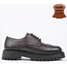 Muggo Amour  Bağcıklı Hakiki Deri Kalın Taban Günlük Casual Makosen Kadın Loafer Ayakkabı