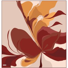 Bursa İpek Vizon Orkide Desen Twill Ipek Eşarp