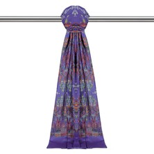 Mor Etnik Desen Soft Şal