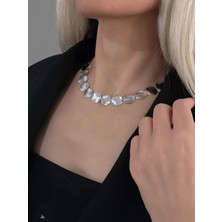 Pul Pullu Plaka Model Silver Renk Kolye