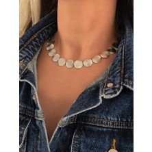 Pul Pullu Plaka Model Silver Renk Kolye