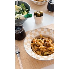 Beige Emaye Çukur Makarna ve Salata Tabağı