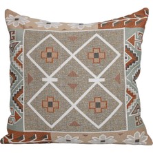 Belıeve Zara Jakarlı Dokuma Goblen Dekoratif  Etnik Kilim Şönilli Kırlent 45*45