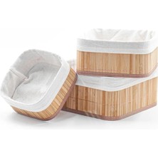 3'lü Çok Amaçlı Bambu Organizer Seti, Çok Boyutlu Mutfak Banyo Ev Sepetleri, Büyük, Orta, Küçük Boy
