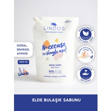 Lindos - Süper Konsantre Lavanta Kokulu Bulaşık Sabunu %100 Bitkisel Elde Yıkama Deterjanı - 1200 ml