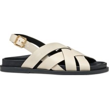 Geox Kadın Krem D Adelash A - Smo.lea Deri Sandalet D55YWA00043C1122