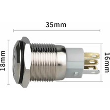 Robiz 16MM Metal Buton Kırmızı Power Sembol LED Işıklı Panel Montaj Düz Kafa Kilitlemeli  Dc 6A 12V IP67 Su Geçirmez Düğme Başlatma Kontrol Otomasyon Araba Makina Bilgisayar