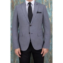 Erkek Slim Fit Mono Yaka Gri Ceket