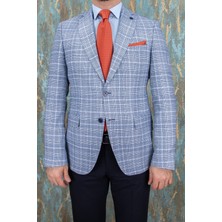 Erkek Slim Fit Mono Yaka Açık Lacivert Yarım Astar Ceket