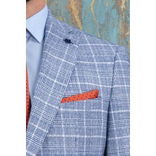 Erkek Slim Fit Mono Yaka Açık Lacivert Yarım Astar Ceket