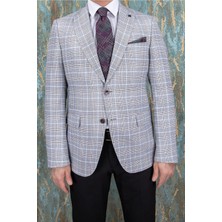 Erkek Slim Fit Mono Yaka Açık Gri Yarım Astar Ceket