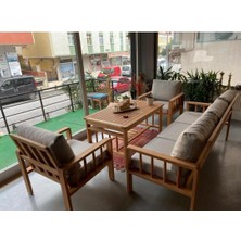 Odun's Retro 3+1+1 Bahçe Balkon Teras Ahşap Oturma Grubu