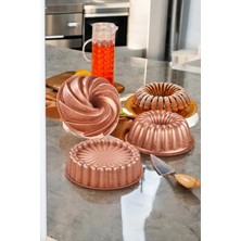 Doremcy 3lü Granit Döküm Kek ve Tart Kalıbı 26CM Rosegold Dilimli Turta Kalıbı Kek Kalıbı