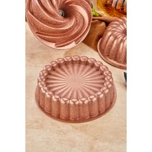 Doremcy 3lü Granit Döküm Kek ve Tart Kalıbı 26CM Rosegold Dilimli Turta Kalıbı Kek Kalıbı