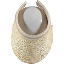 Bipamuk Hasır Vizör Yazlık Hasır Kadın Yarım Ay Plaj Vizör