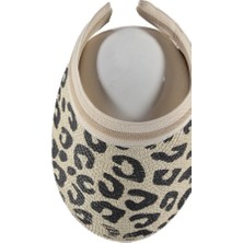 Bipamuk Kadın Vizör Plaj Şapka Leoparli Şık Koruyucu Şapka