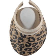 Bipamuk Kadın Vizör Plaj Şapka Leoparli Şık Koruyucu Şapka