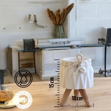 Ahşap Ayaklı Beton Saksı Seti - Minimalist Ev ve Ofis Dekoru İkili Avantajlı Set
