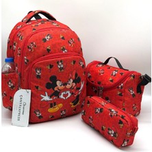 Miki Desenli Kız Çoçuğı Ilkokul Çantası Kız Çocuğu Ilk Okul Sırt Çantası Kırmızı