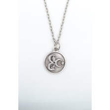 Bu Farklı 3 Hilal - Ay Yıldız - Kurt- Tuğra Madalyon  Zincir Kolye - Gümüş Kaplama - Erkek Kadın Kolye - Kod:589