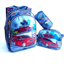 Erkek Çocuk Işıklı Araba Resimli Ilkokul Ortaokul Öğrenci Okul Çantası